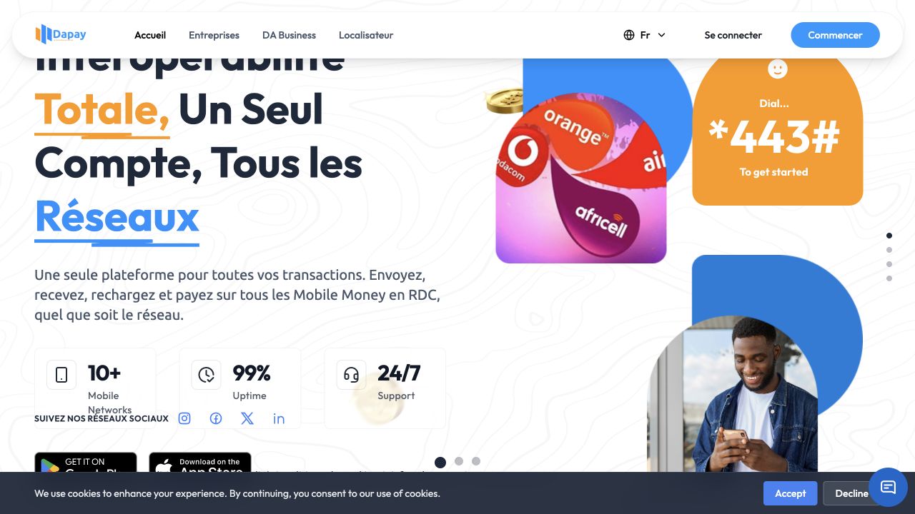 Dapay interoperability and mobile money product page