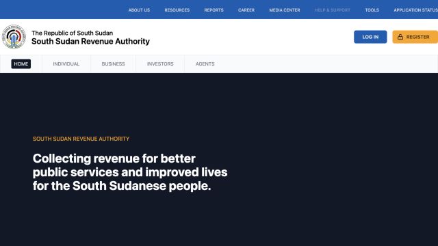 South Sudan Revenue Authority website